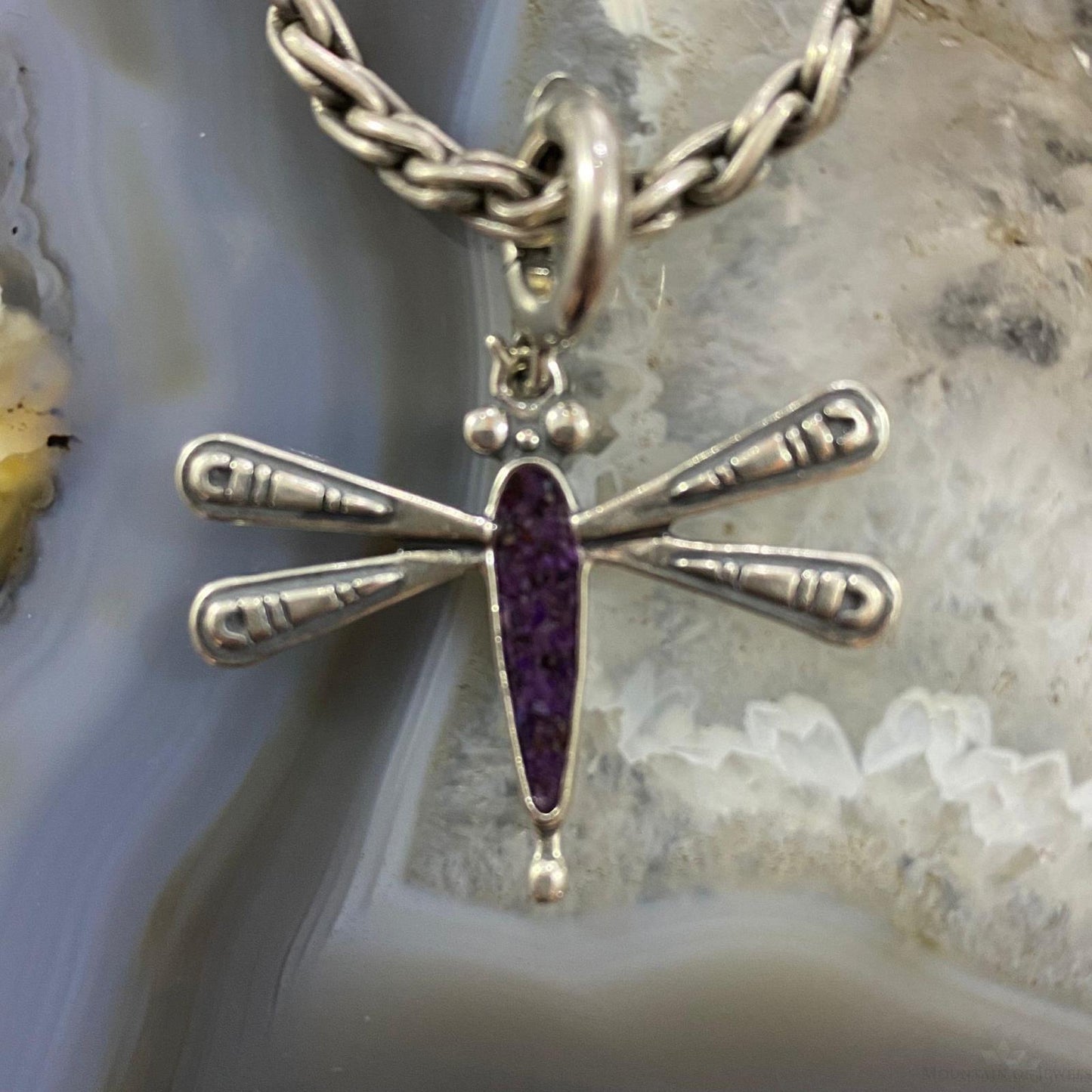 Carolyn Pollack Southwestern Style Sterling Silver Multistone Inlay Double Sided Dragonfly Pendant For Women