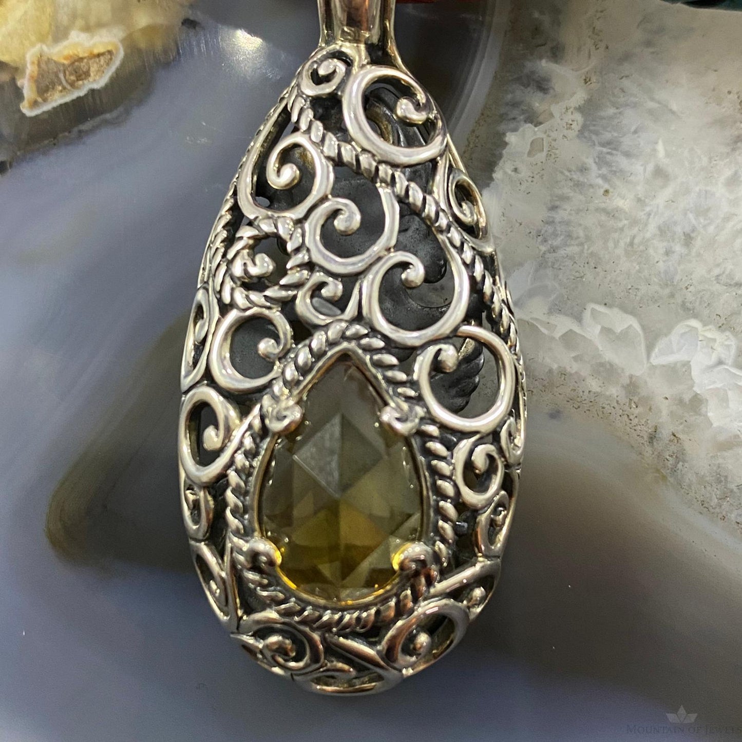 Carolyn Pollack Vintage Southwestern Style Sterling Gemstone Filigree Pendant