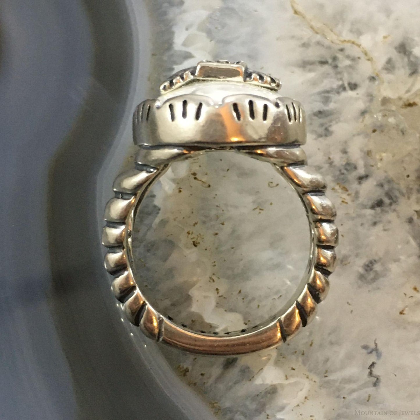Carolyn Pollack Southwestern Style Sterling Silver Oval Howlite w/Spirit Horse Ring For Women