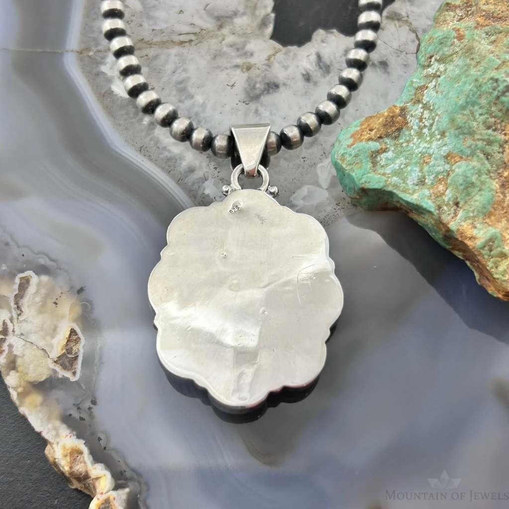 Sterling Silver Southwestern Style Mohave Turquoise Cluster Pendant For Women #1