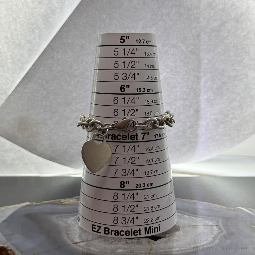 Tiffany & Co. Sterling Silver Link Chain Bracelet with Heart For Women 6.75"