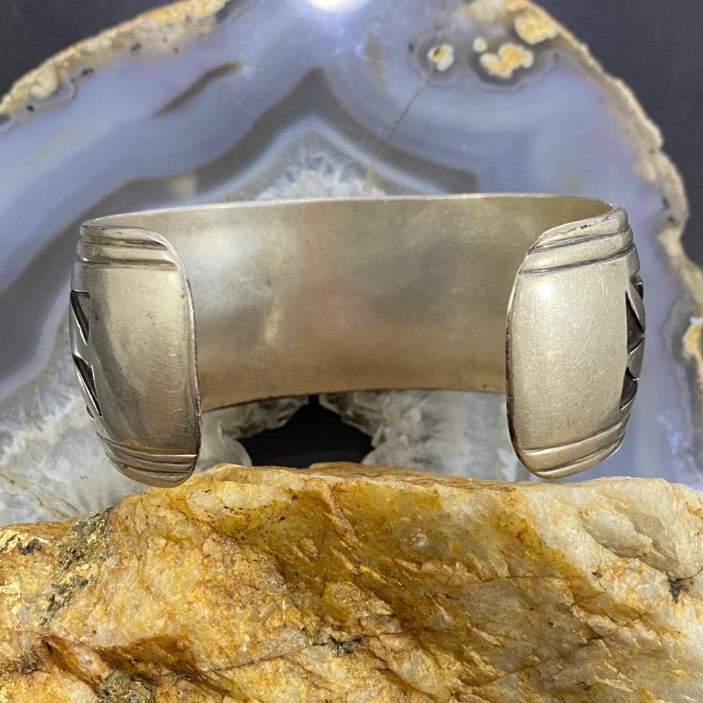 Vintage Native American Silver SW Motif Hopi Overlay Bracelet For Women #1