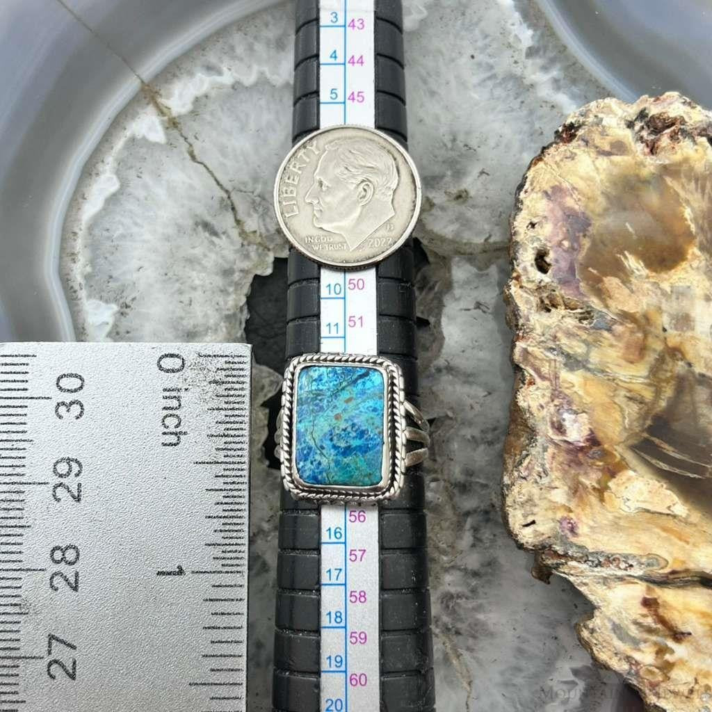 Sterling Silver Southwestern Style Shattuckite Decorated Bar Ring Size 7 For Women