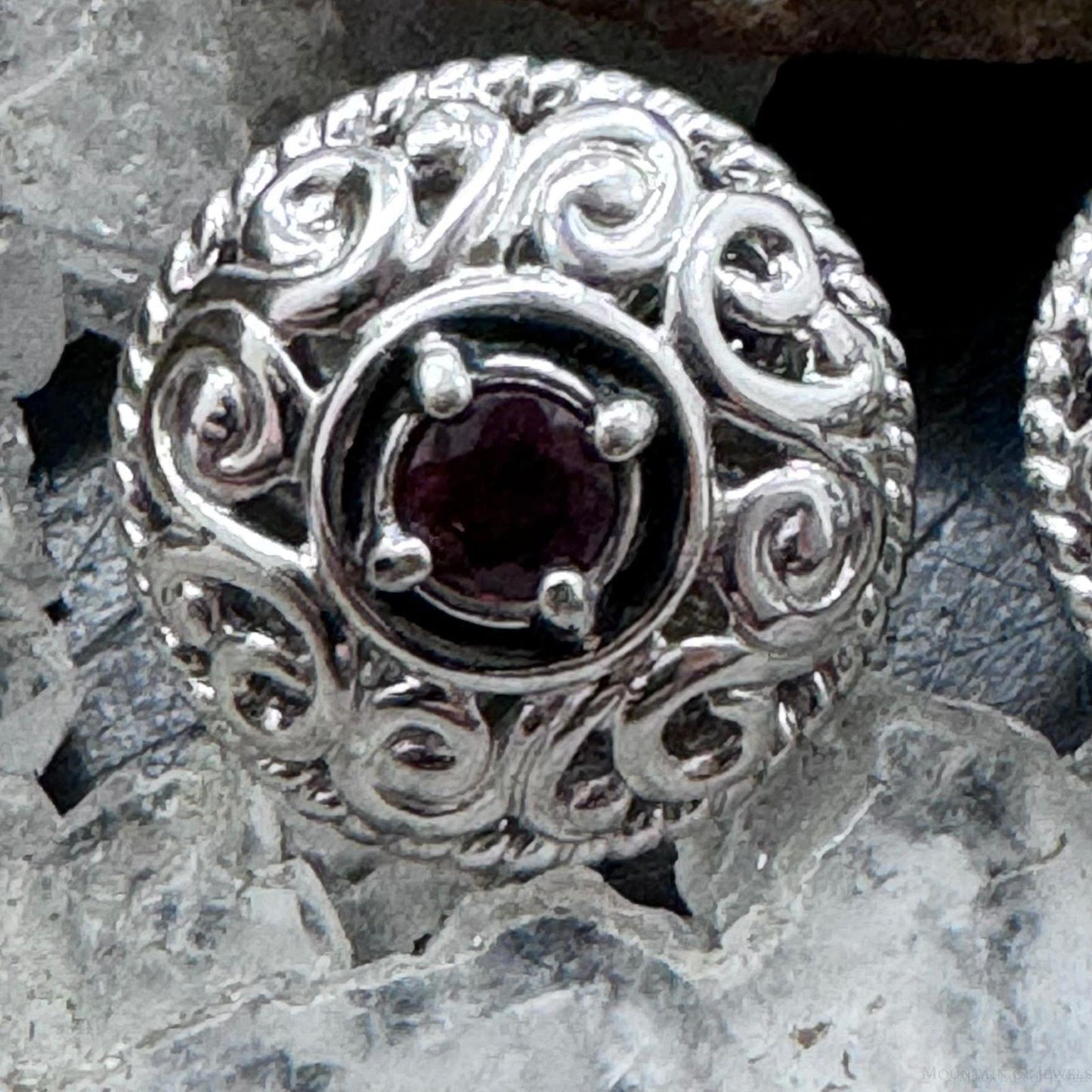 Carolyn Pollack Sterling Silver Faceted Round Garnet Omega Back Stud Earrings For Women