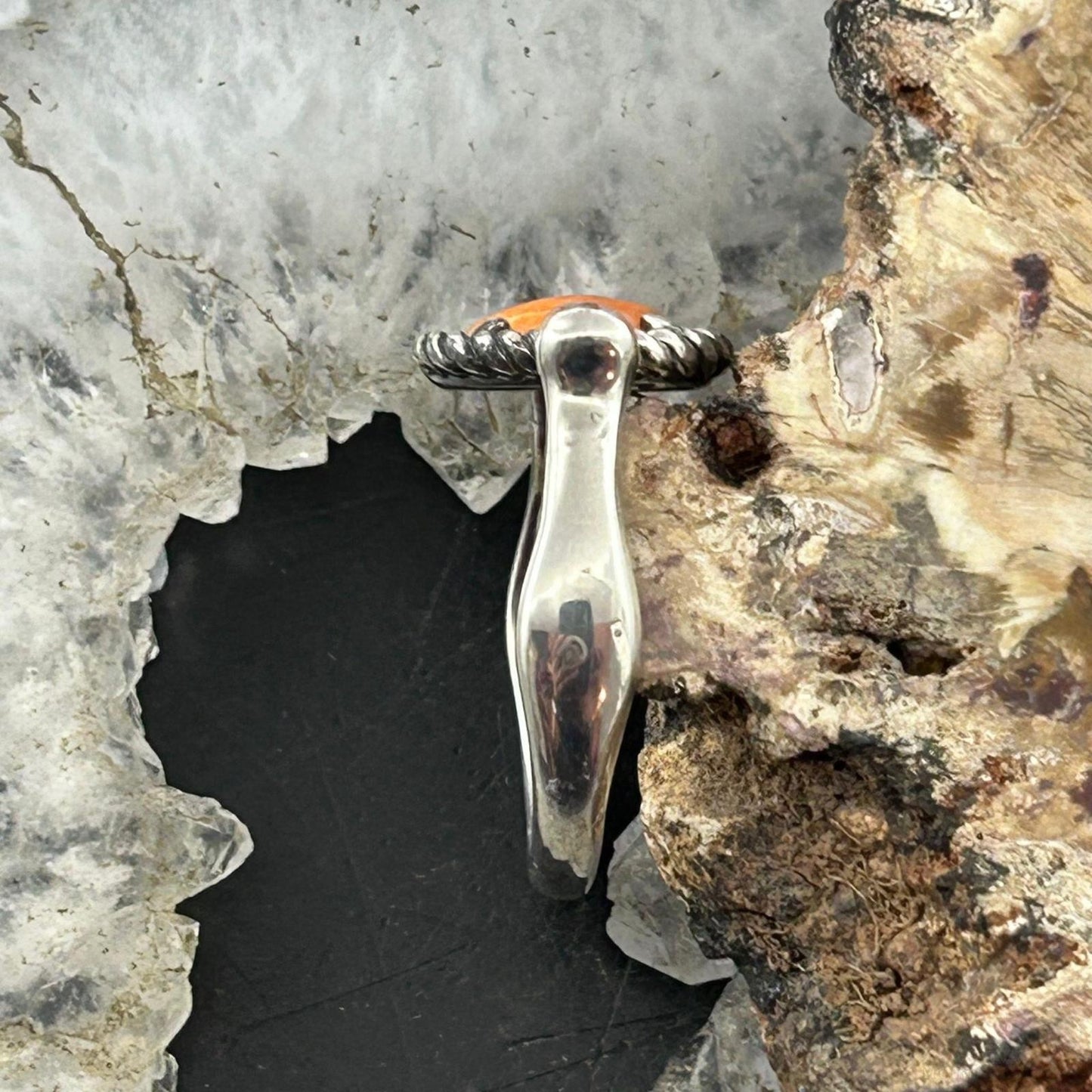 Carolyn Pollack Sterling Silver Oval Spiny Oyster Reversible Ring For Women