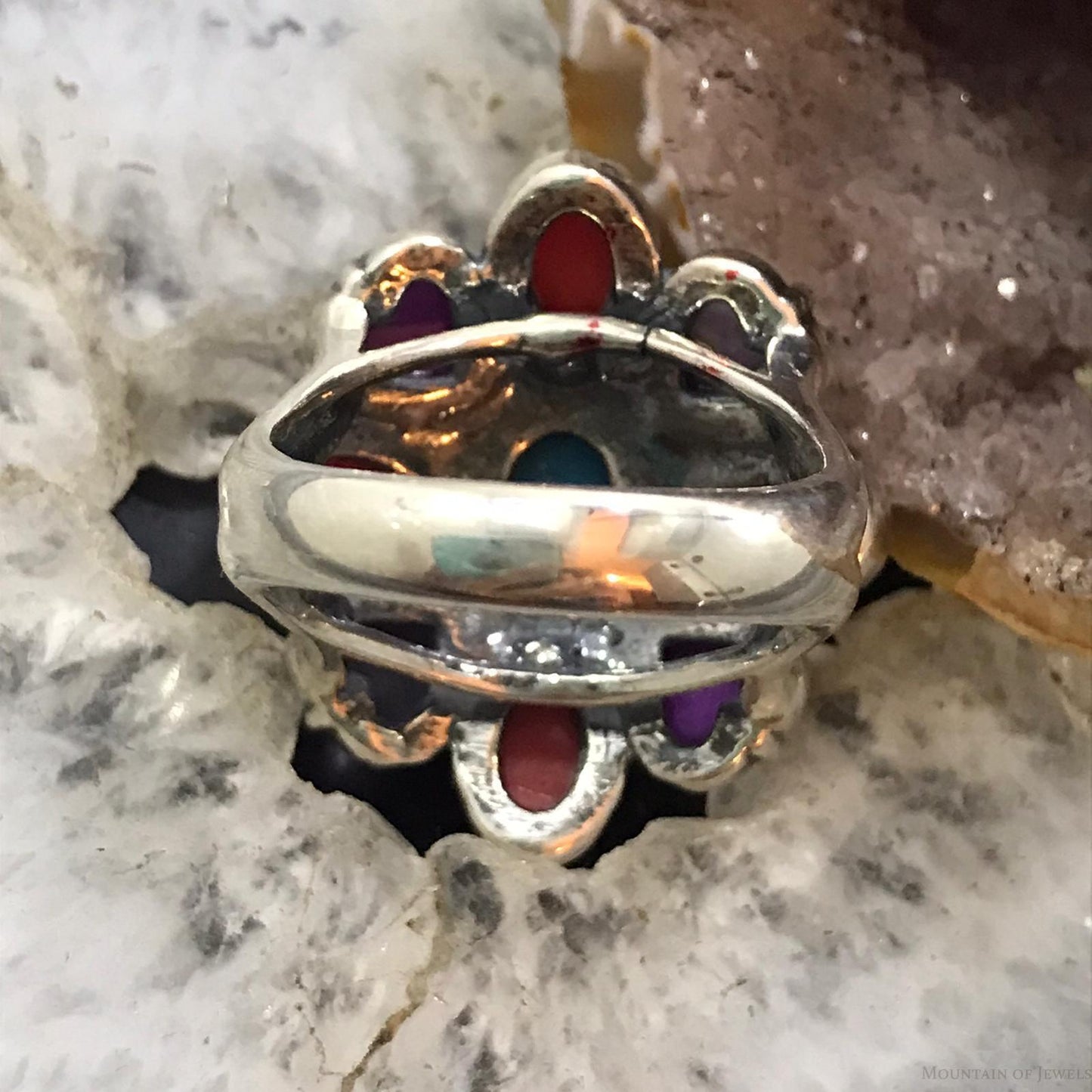 Carolyn Pollack Sterling Silver Multistone Cluster Ring Size 8.5 For Women