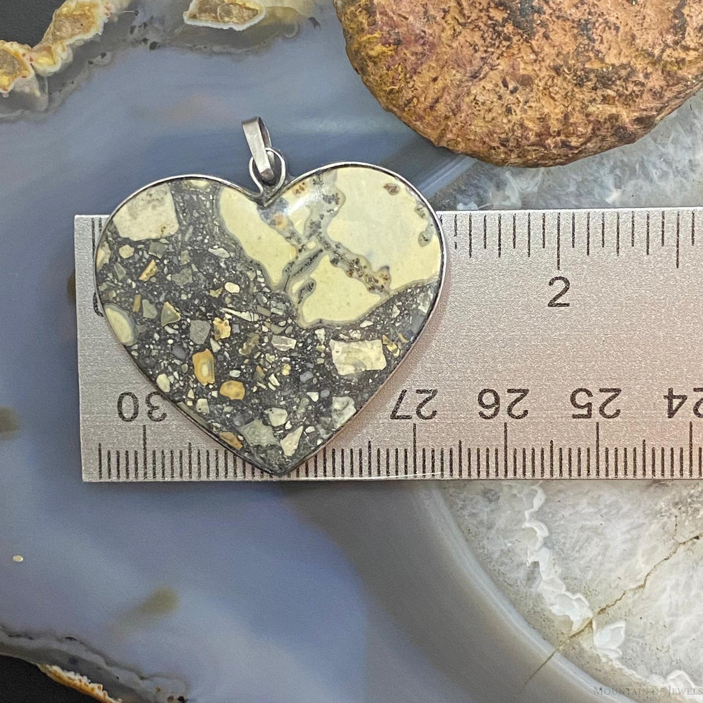 Stainless Steel Heart Shape Maligano Jasper Pendant For Women #101