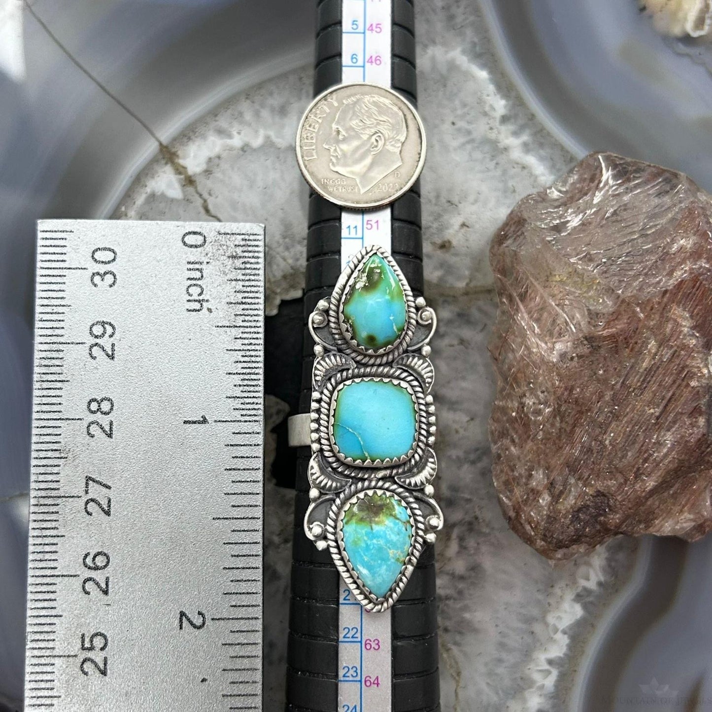 Sterling Silver Southwestern Style Sonora Gold Turquoise Adjustable Ring For Women
