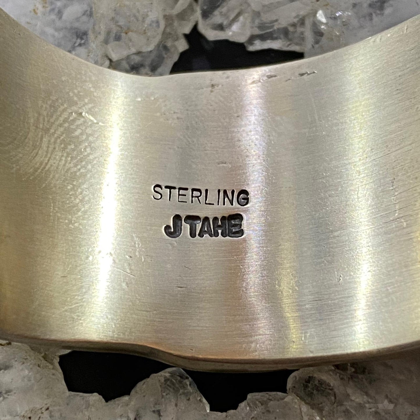 Jerrold Tahe Native American Sterling Heavy Gauge Engraved Bracelet For Men