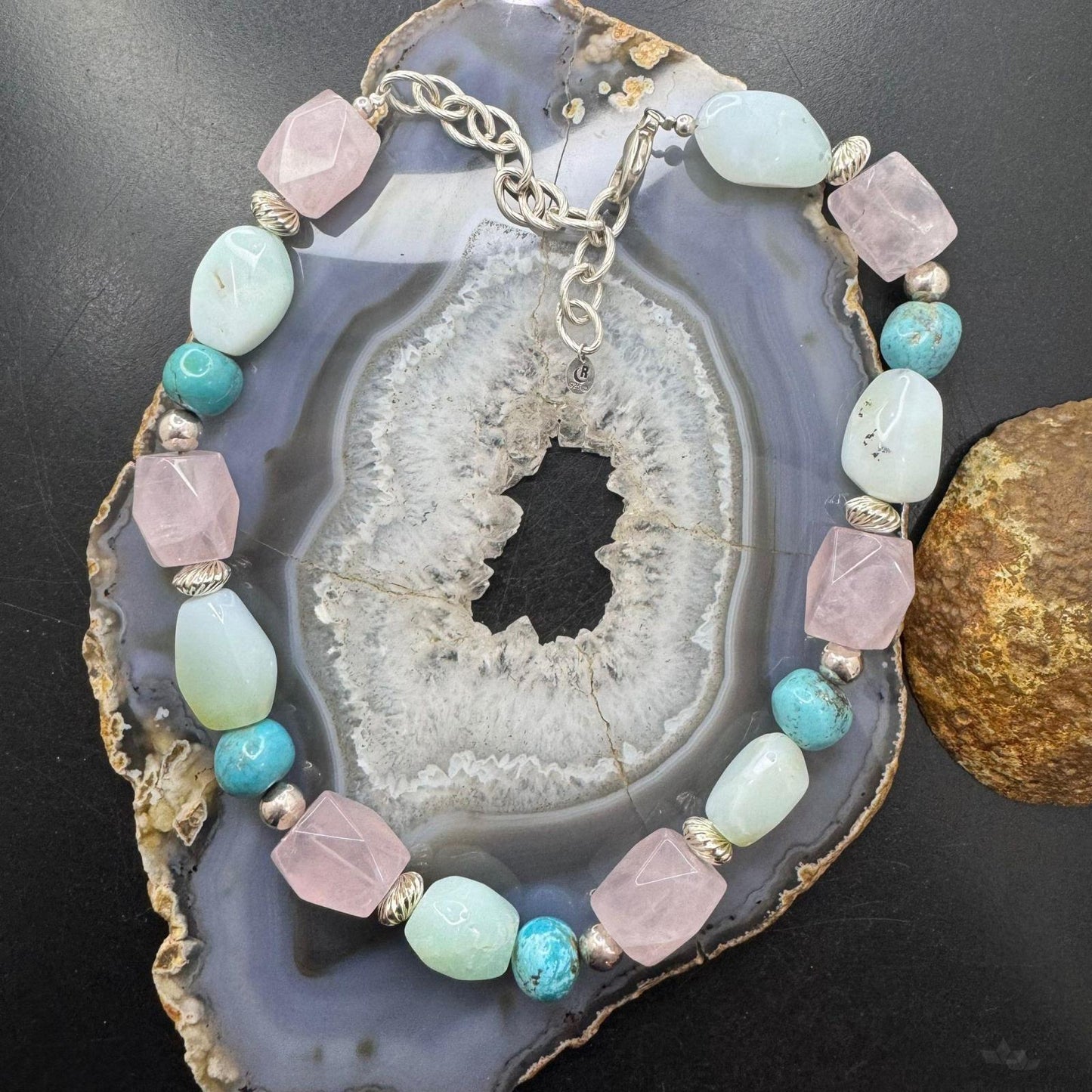 Carolyn Pollack Sterling Silver Ocean Shades Chunky Multi Beaded Necklace For Women