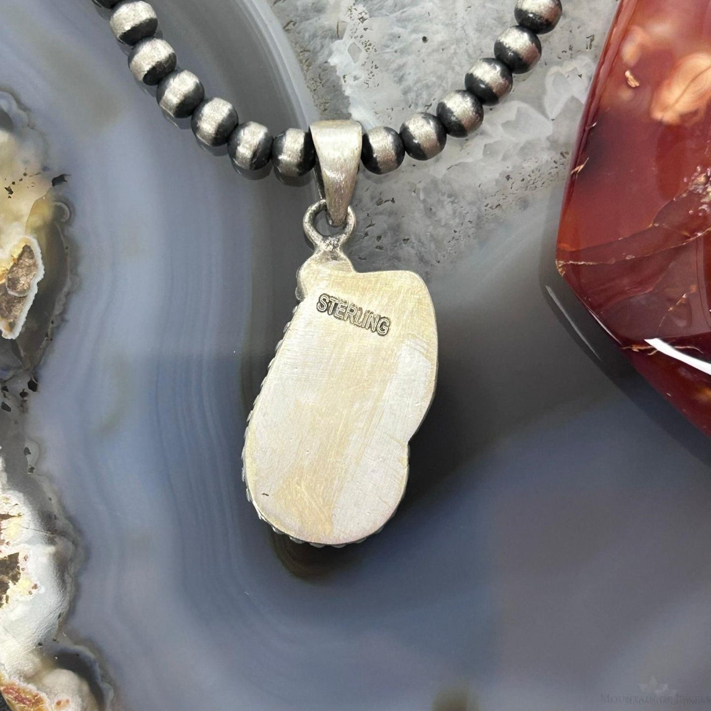 Sterling Silver Southwestern Style Teardrop Golden Hill Turquoise Leaves Pendant For Women