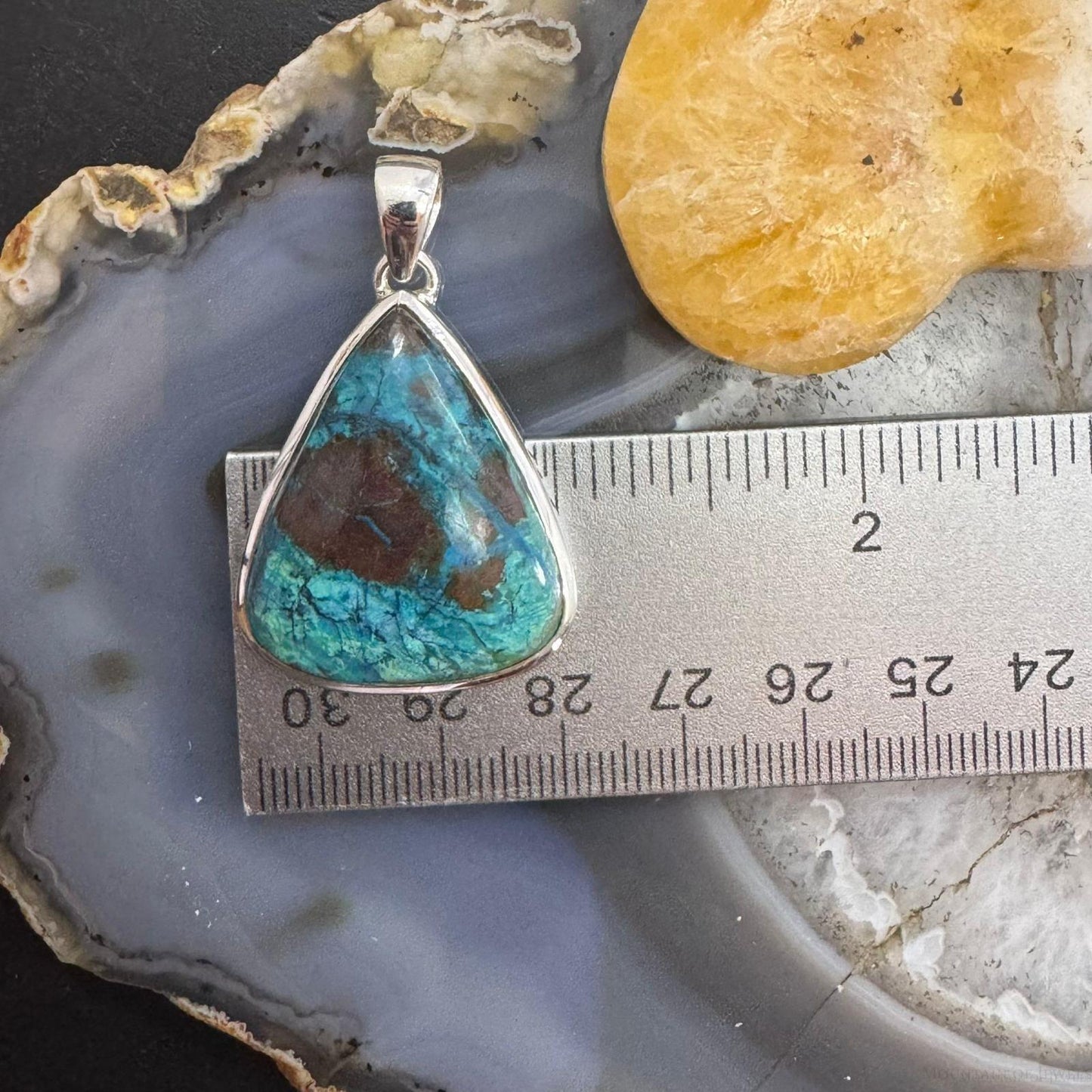 Sterling Silver Southwestern Style Triangle Turquoise Unisex Pendant