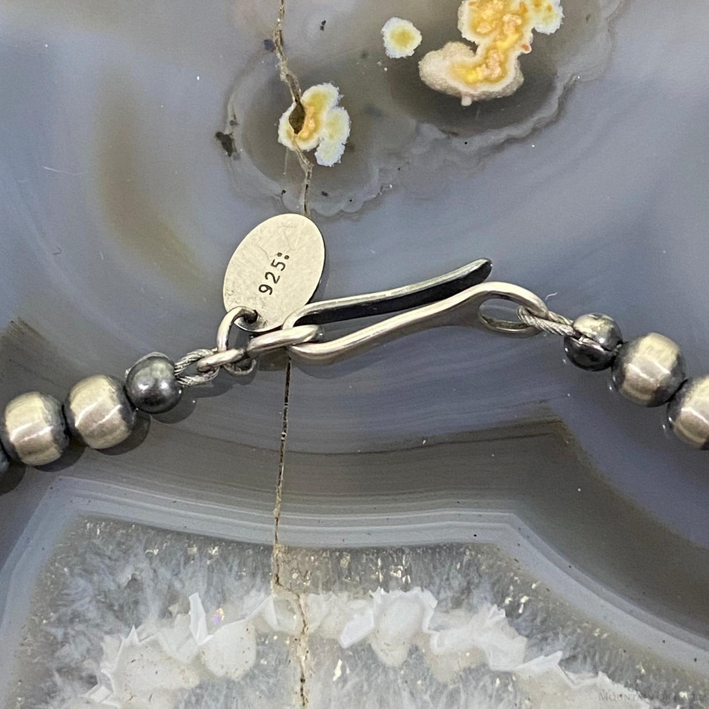 Sterling Silver Navajo Pearl Beads Necklace Length 18" / 4 mm For Women