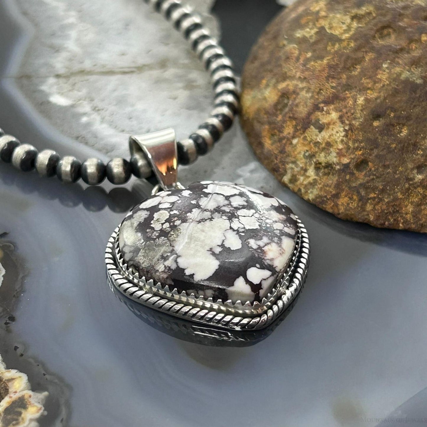 Sterling Silver Southwestern Style Wild Horse Heart Pendant For Women #1