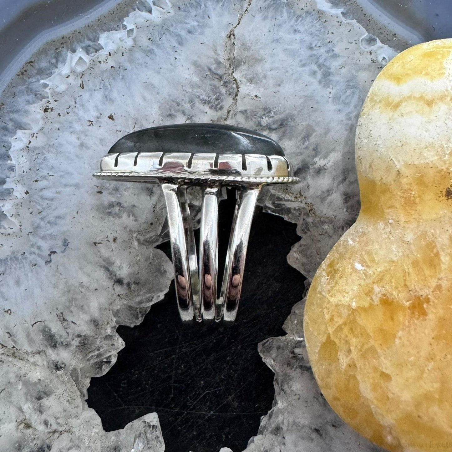 Sterling Silver Southwestern Style Teardrop Labradorite Ring Size 7 For Women