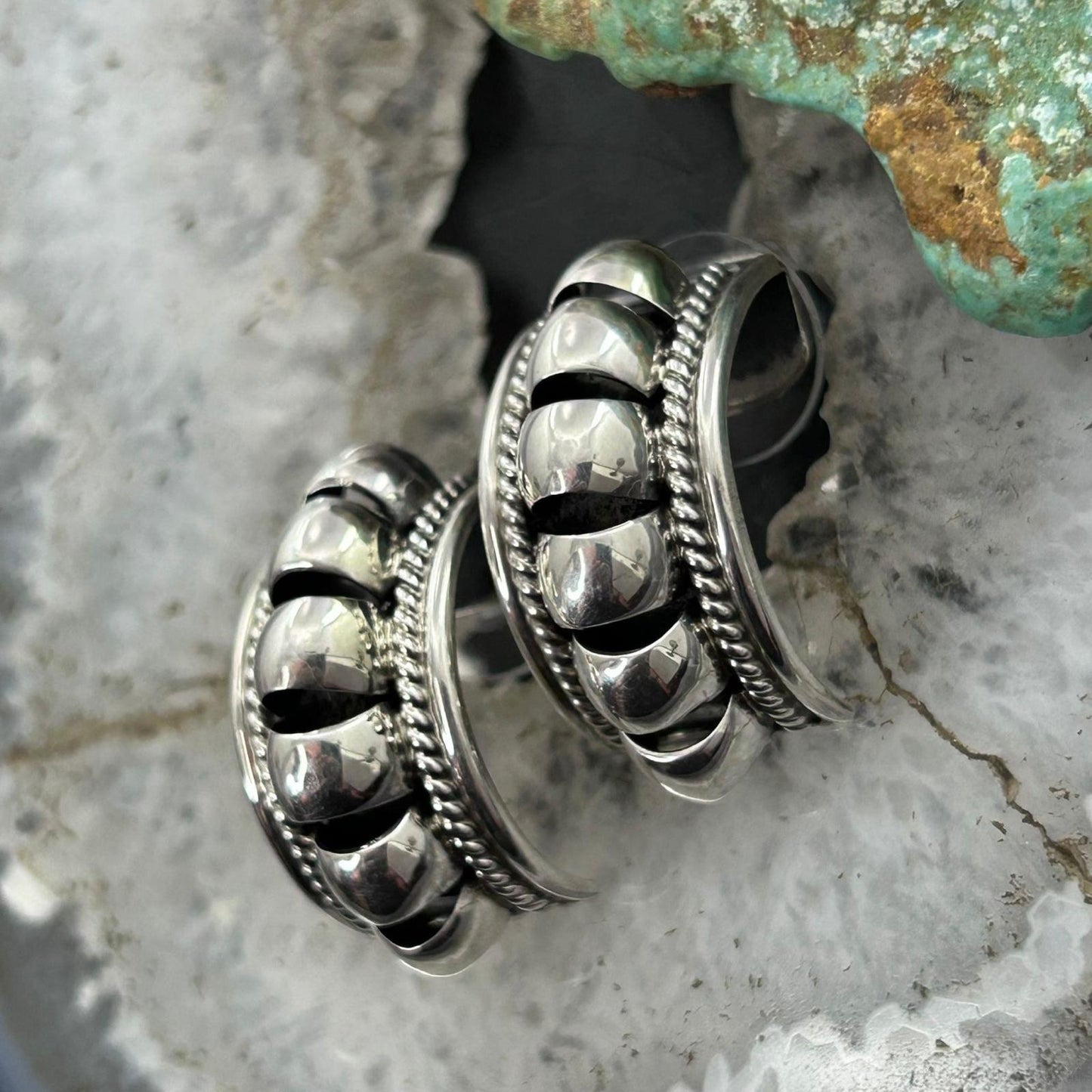 Priscilla Apache Native American Sterling Silver Half-Moon Post Earrings For Women