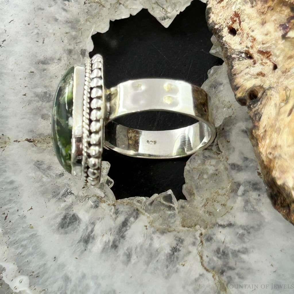 Sterling Silver Southwestern Style Oval Chrome Chalcedony Ring Size 7 For Women