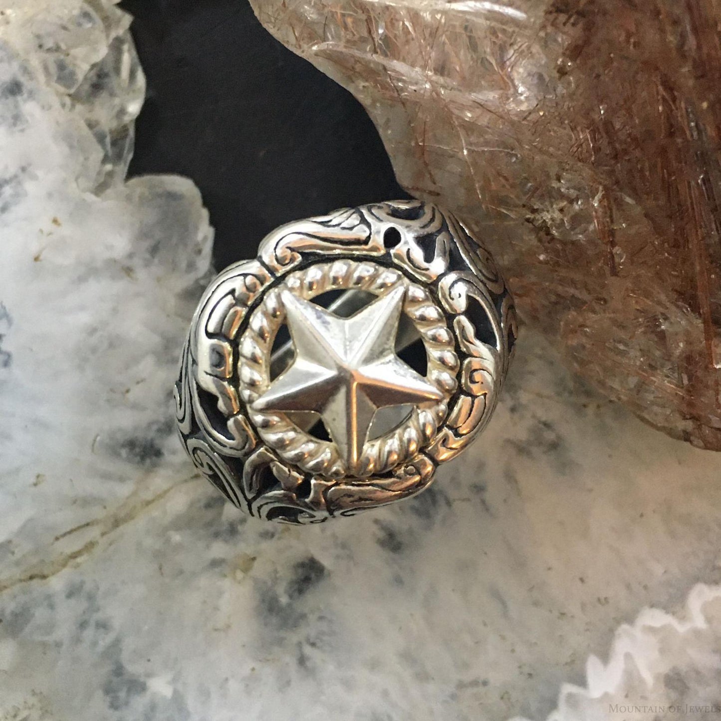Carolyn Pollack Southwestern Style Sterling Silver Lone Star of Texas Unisex Ring