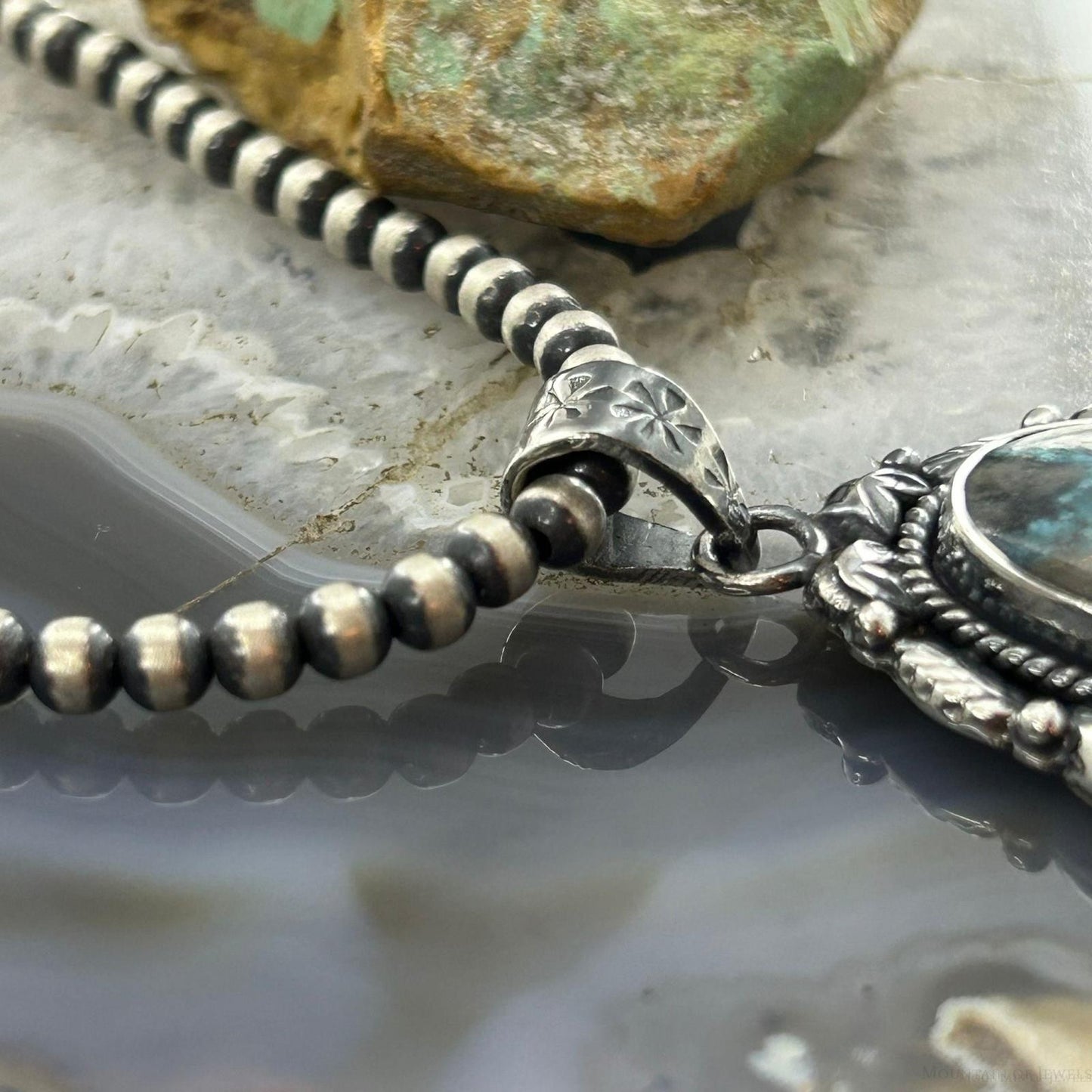 Sterling Silver Southwestern Style Oval Turquoise Decorated Pendant For Women #4