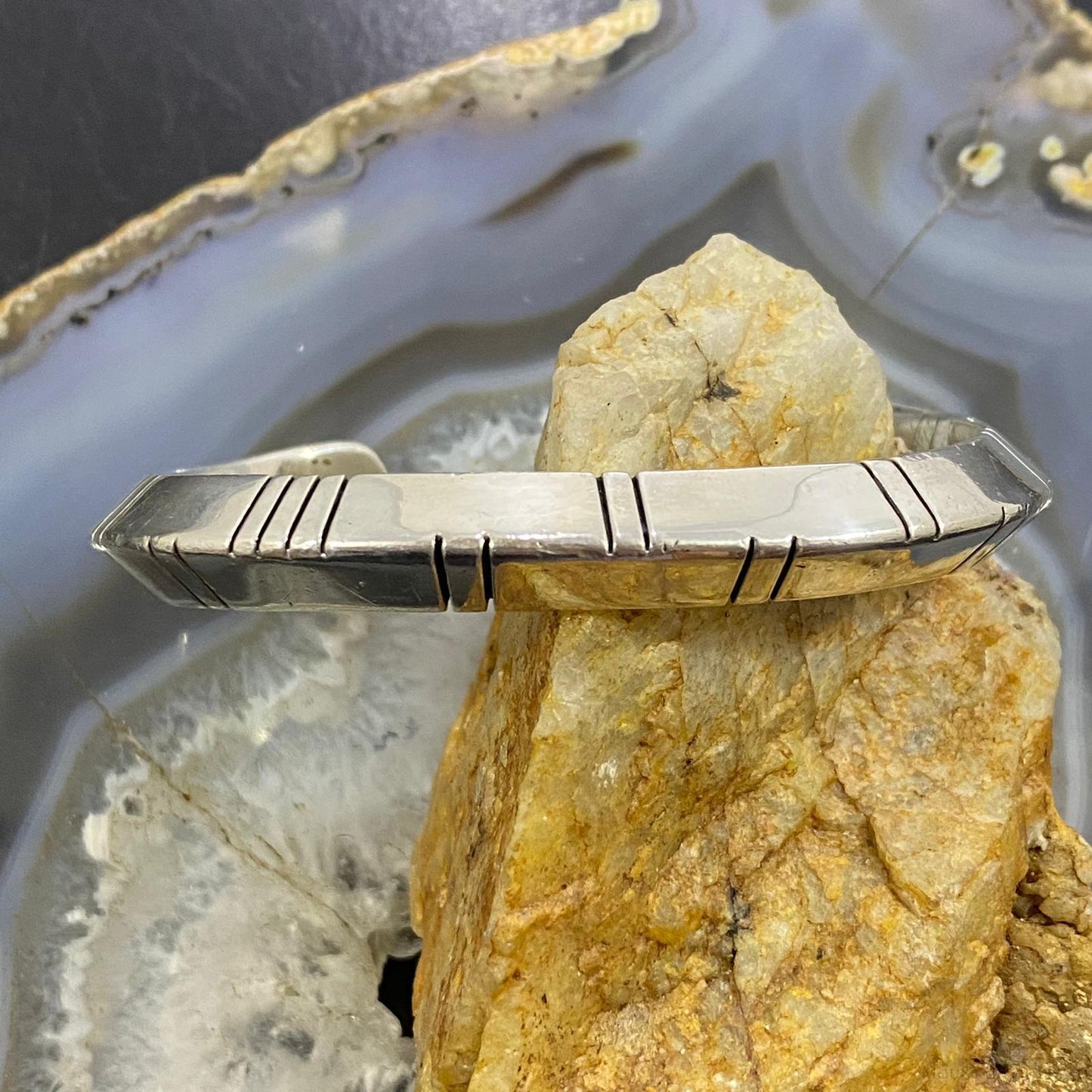 Orville Tsinnie Vintage Native American Sterling Carinated Bracelet For Women