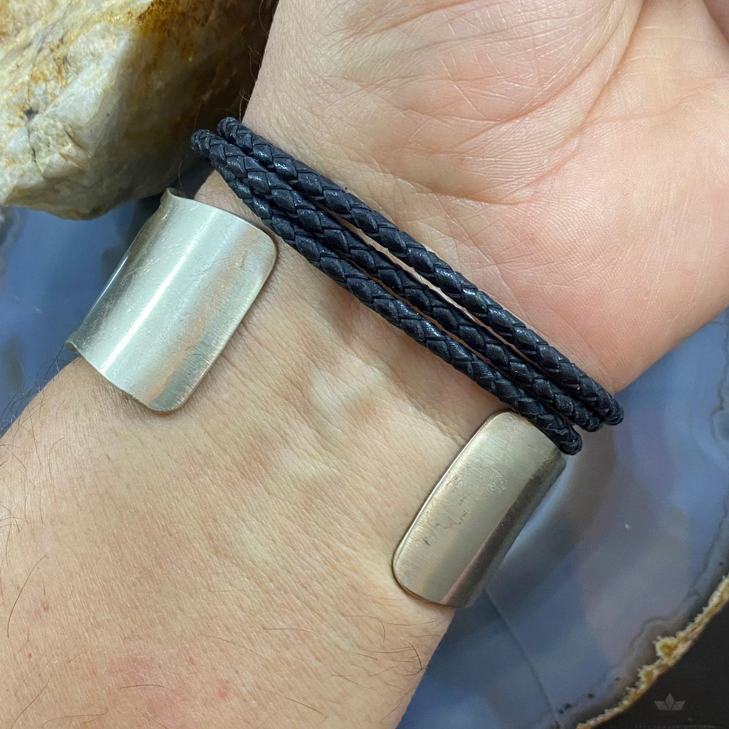 Jerrold Tahe Native American Sterling Heavy Gauge Engraved Bracelet For Men
