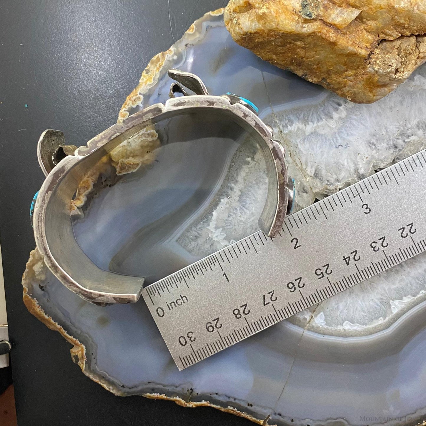 Vintage Native American Silver Turquoise & Coral Heavy Watch Bracelet For Men