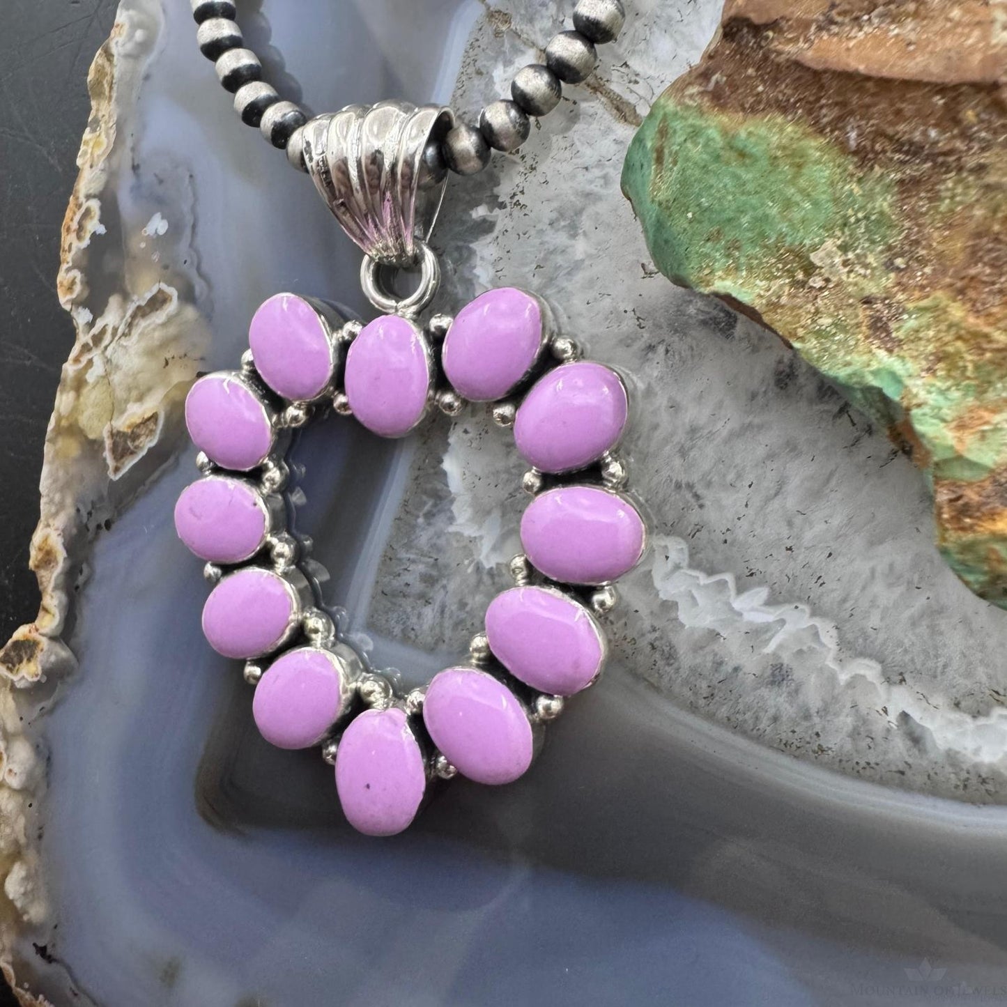 Native American Sterling Silver Phosphosiderite Heart Shape Pendant For Women