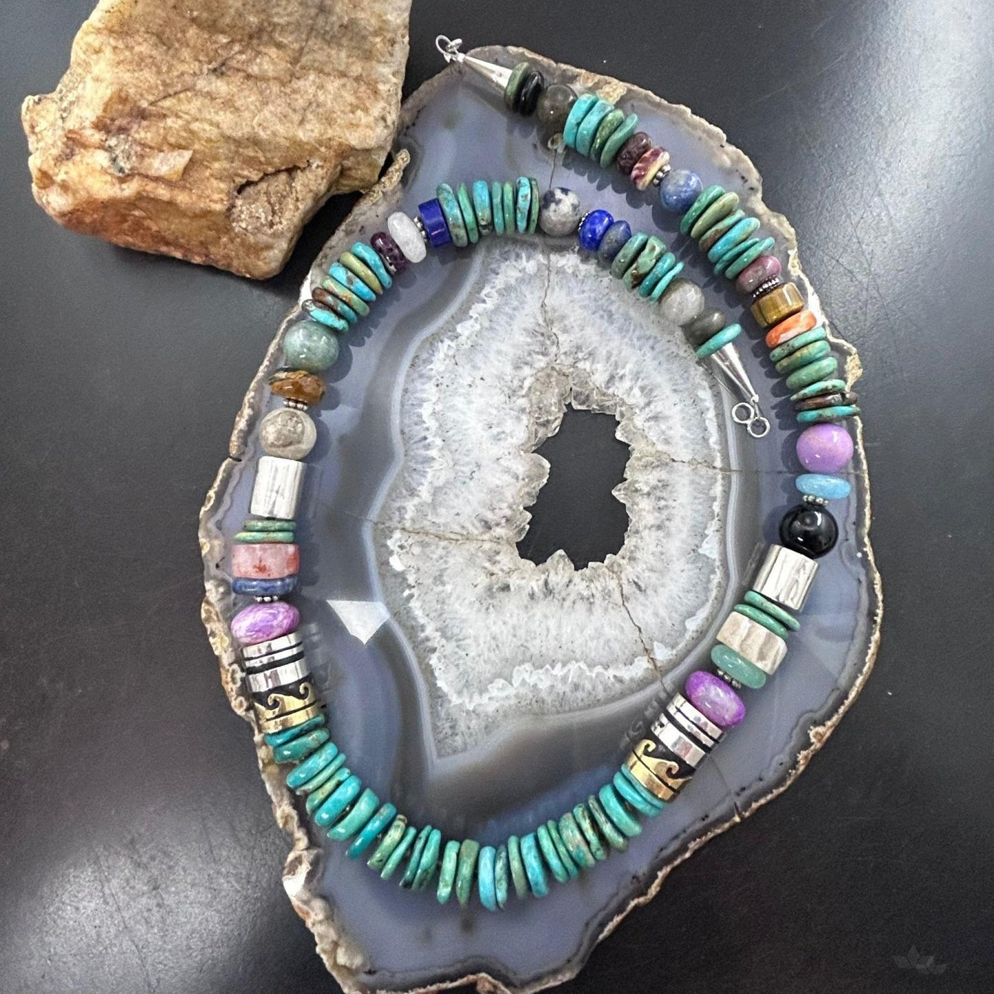 Tommy&Rosita Singer Sterling Silver Turquoise & Multistone Beads Necklace For Women #1