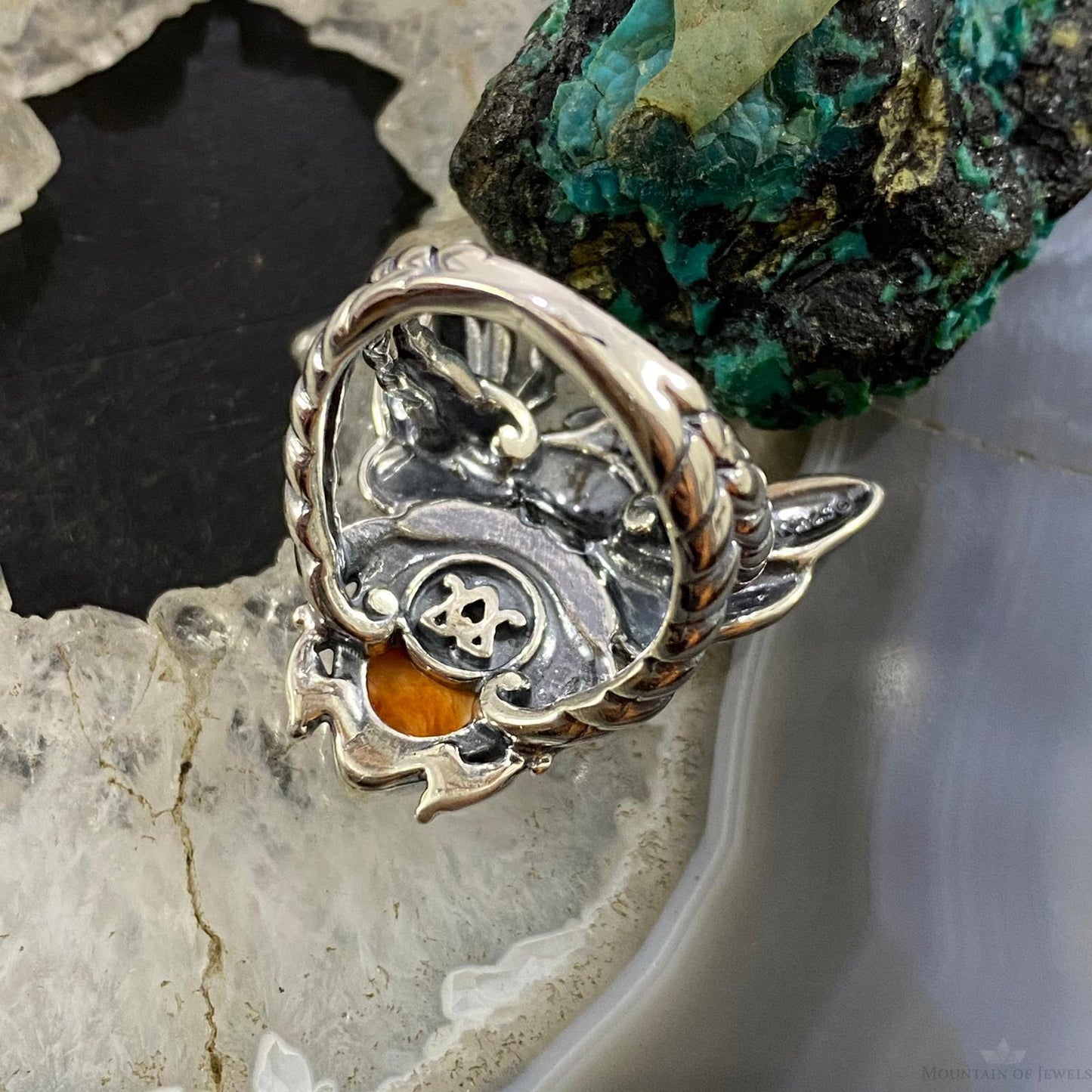Carolyn Pollack Southwestern Style Sterling Silver Spiny Oyster Bee Ring For Women, Variety of Sizes