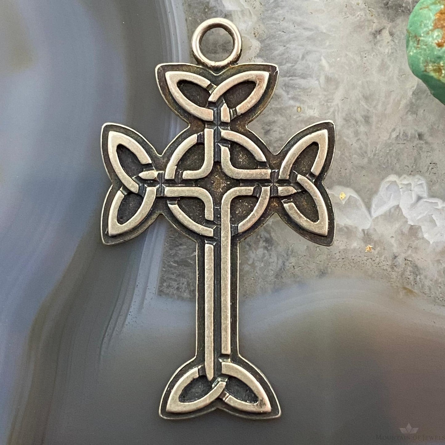 Vintage Signed Anderson Sterling Silver Overlay Celtic Cross Unisex Pendant