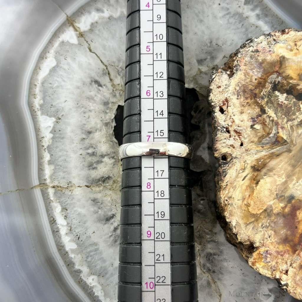 Sterling Silver Southwestern Style Rectangle Chrome Chalcedony Ring Size 7.25 For Women