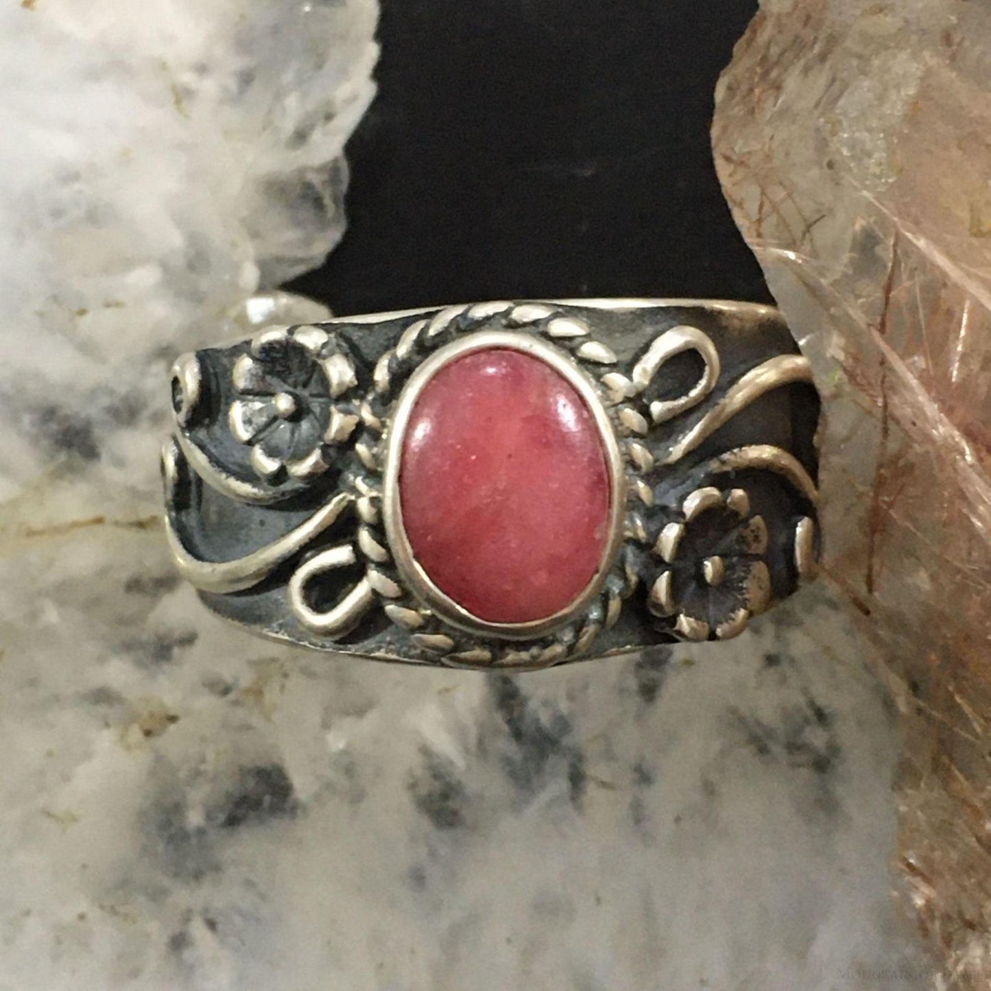 Carolyn Pollack Sterling Silver Oval Rhodonite Ring w/Size Variety For Women