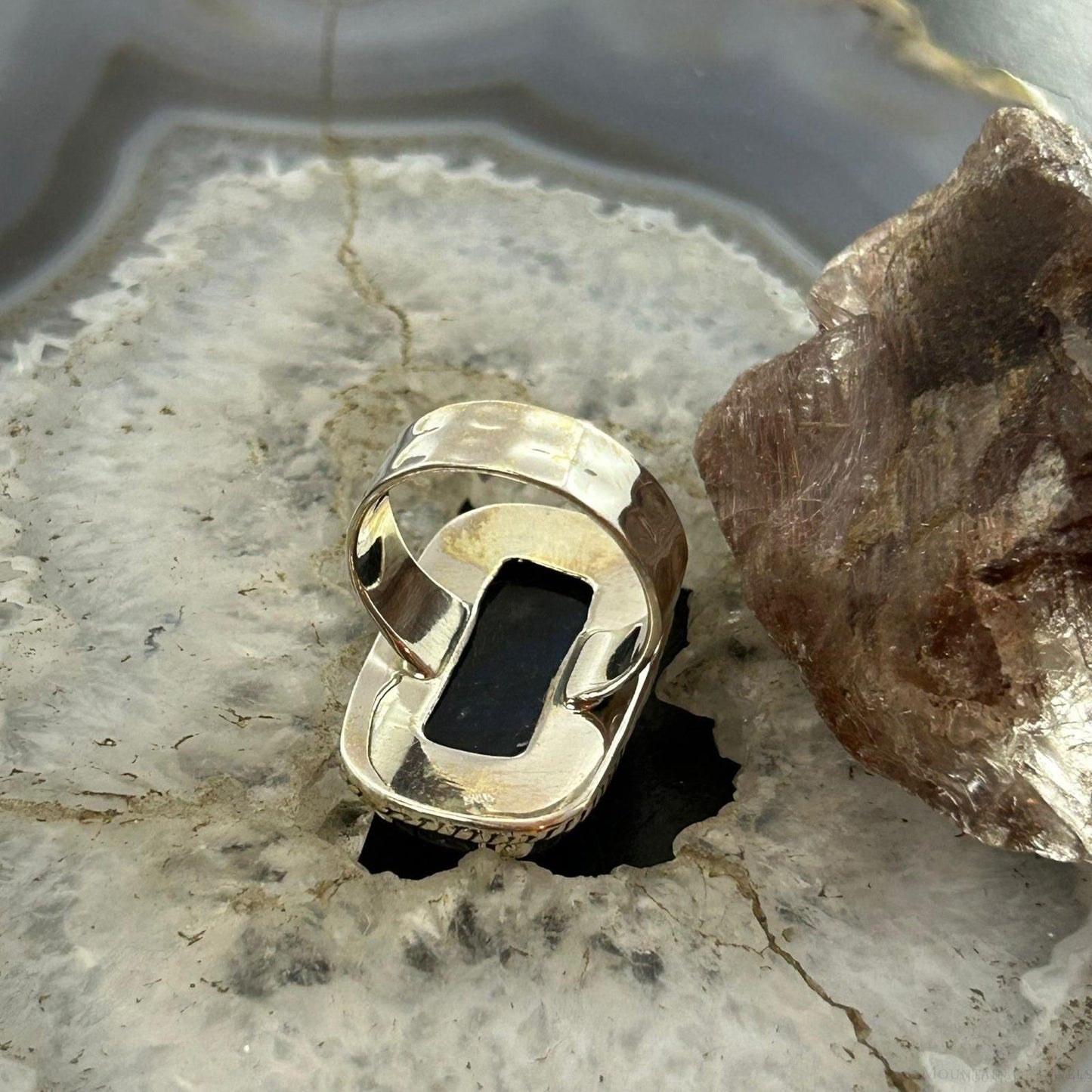 Sterling Silver Southwestern Style Rectangle Labradorite Ring Size 8 For Women
