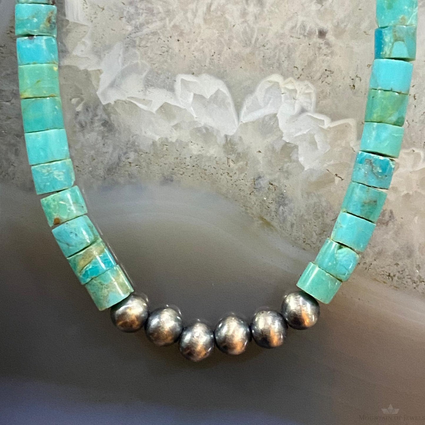 Navajo Pearl Beads & Turquoise Beads 3 mm Sterling Dangle Earrings For Women