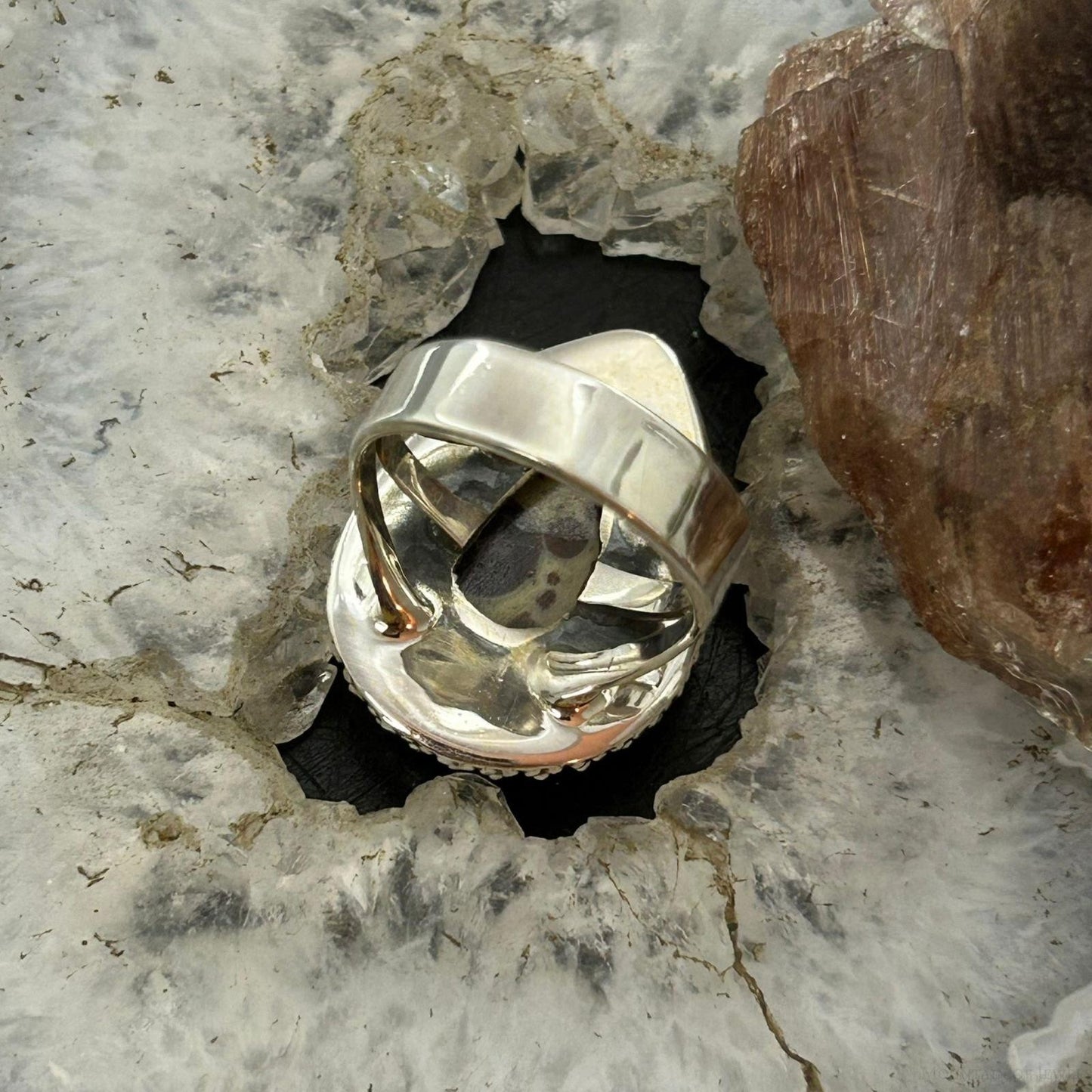 Sterling Silver Southwestern Style Teardrop Madagascan Asteroid Jasper Ring For Women