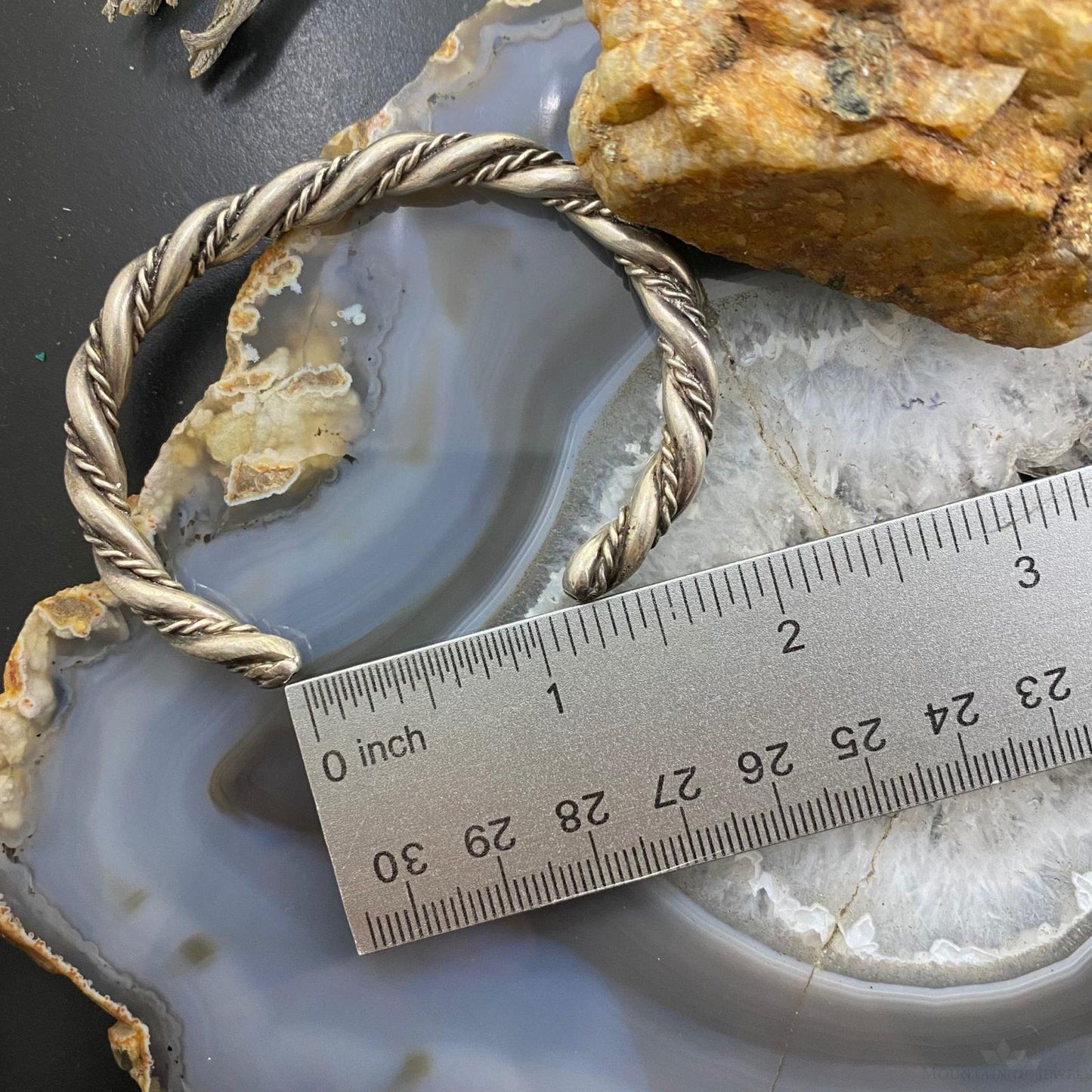 Vintage Native American Silver Thick Gauge Rope Stackable Bracelet For Women