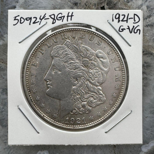 1921-D US 90% Morgan Silver Dollar G-VG #50924-8GH