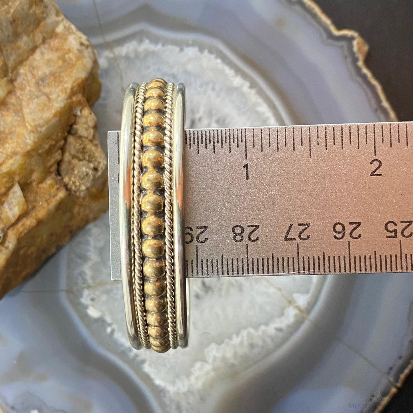 Vintage Signed Navajo Native American Sterling Uniquely Decorated Bracelet