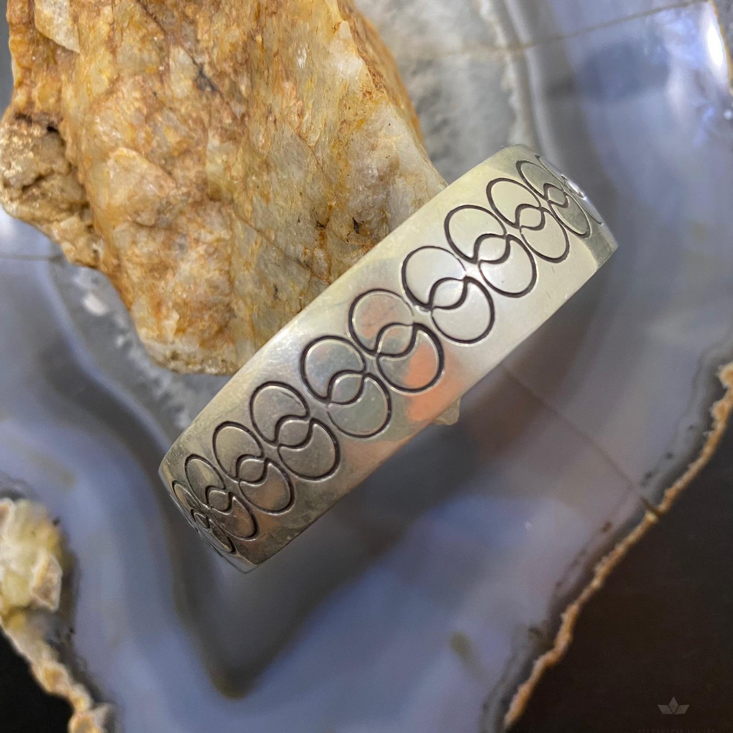 N. Begay Vintage Native American Sterling Silver Stamped Bracelet For Women
