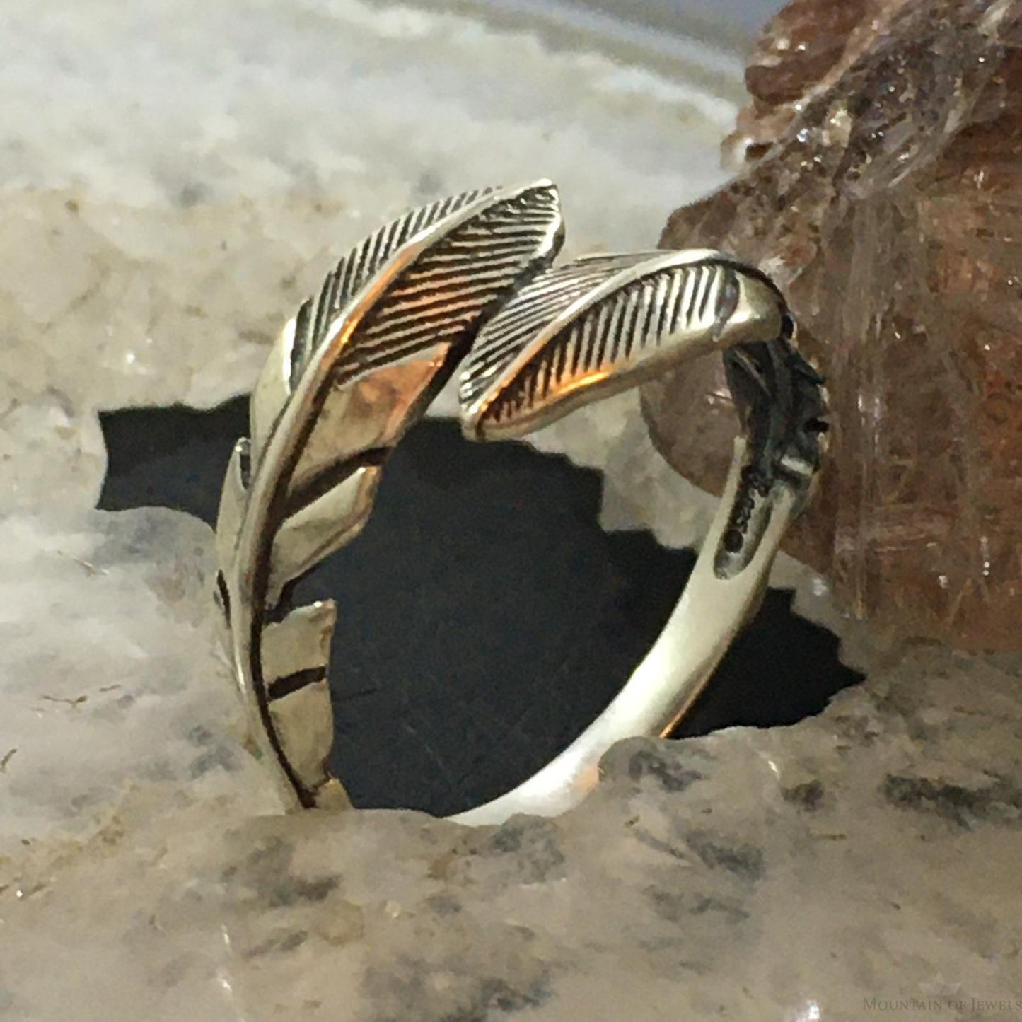 Carolyn Pollack Southwestern Style Sterling Silver Double Feather Ring For Women