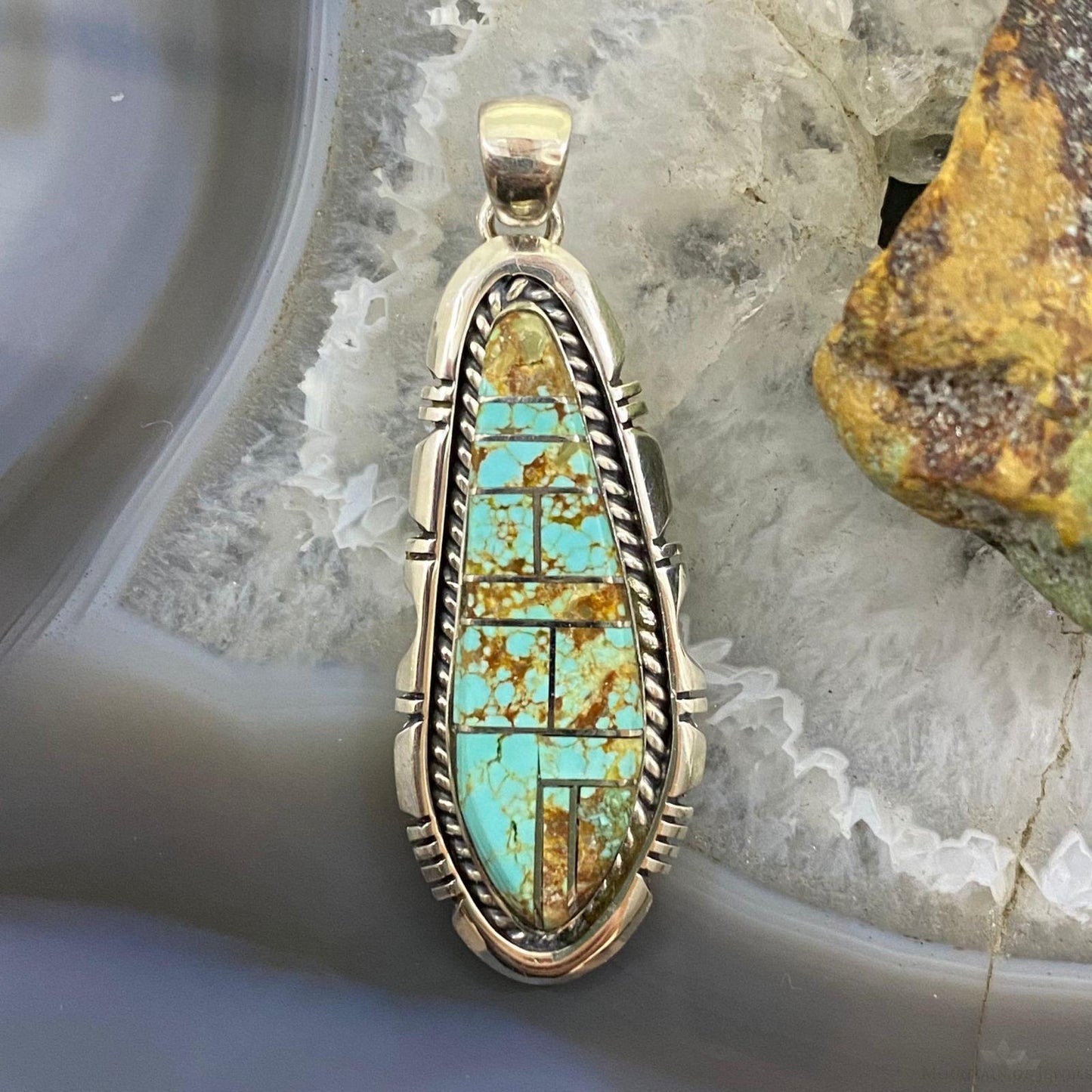Wydell Billie Sterling Silver Turquoise Channel Inlay Unisex Pendant