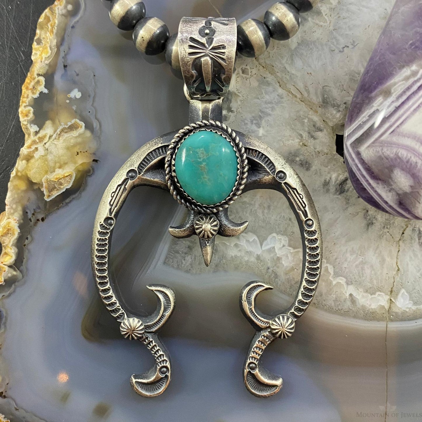 Eva & Linberg Billah Sterling Silver Turquoise Decorated Naja Unisex Pendant #23