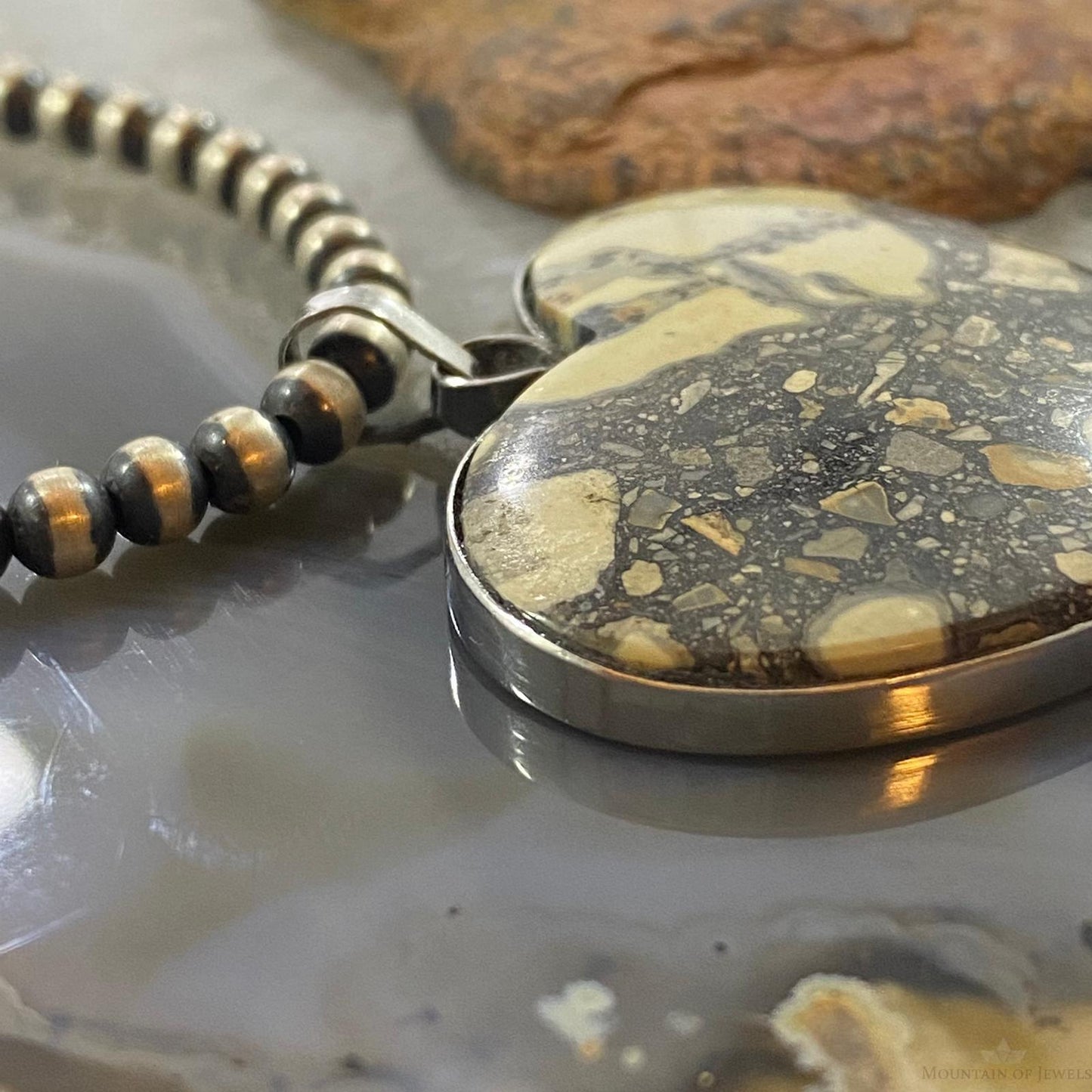 Stainless Steel Heart Shape Maligano Jasper Pendant For Women #101