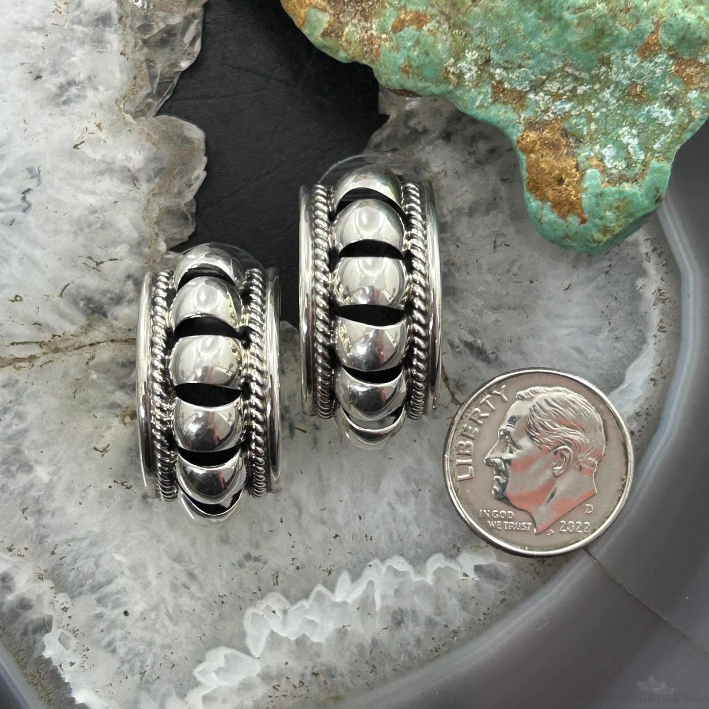 Priscilla Apache Native American Sterling Silver Half-Moon Post Earrings For Women