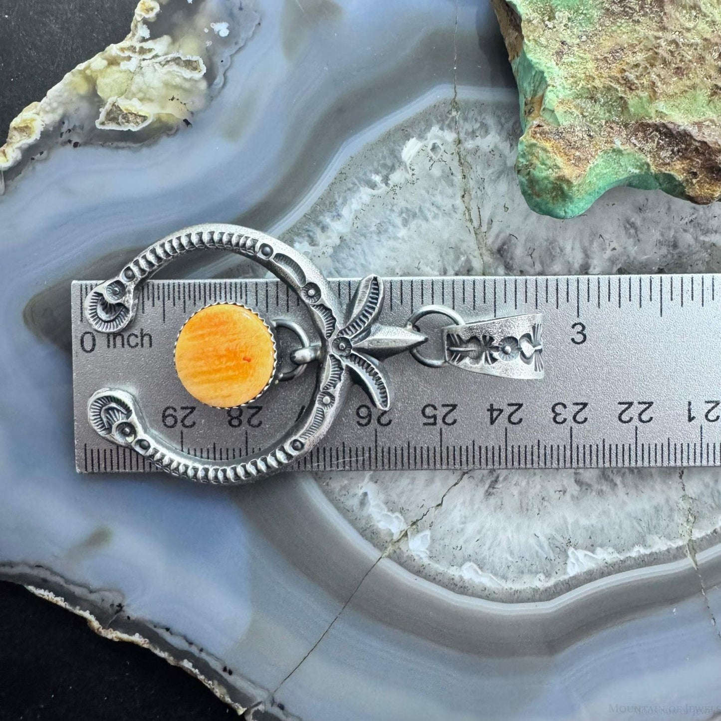 Eva & Linberg Billah Sterling Silver Orange Spiny Oyster Decorated Naja Pendant For Women
