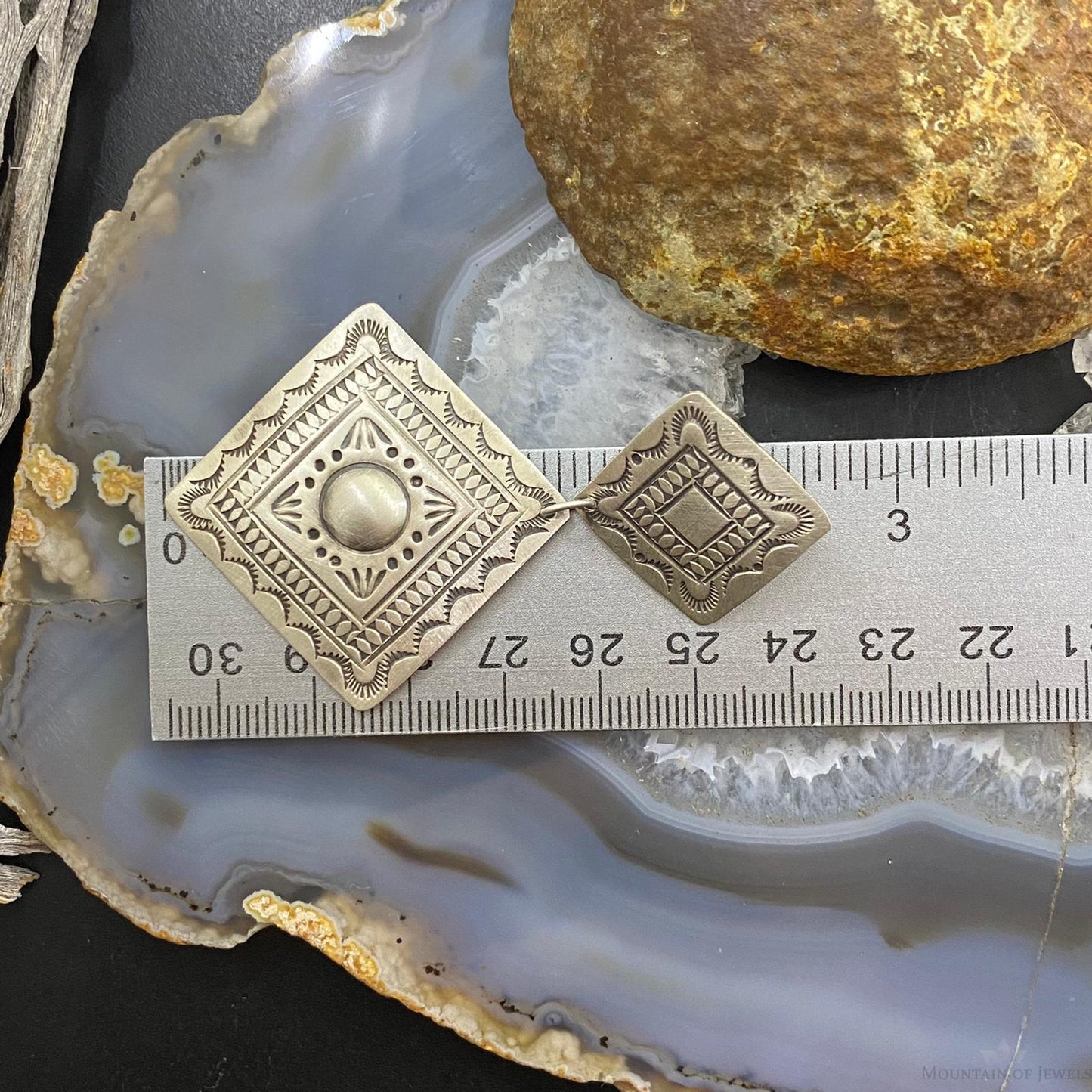 Harold Joe Native American Sterling Silver Stamped Post Earrings For Women #1