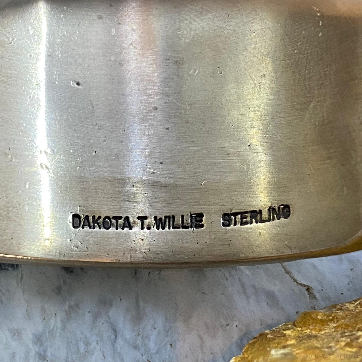 Dakota T. Willie Native American Sterling Silver Tufa Cast Wide Bracelet For Women