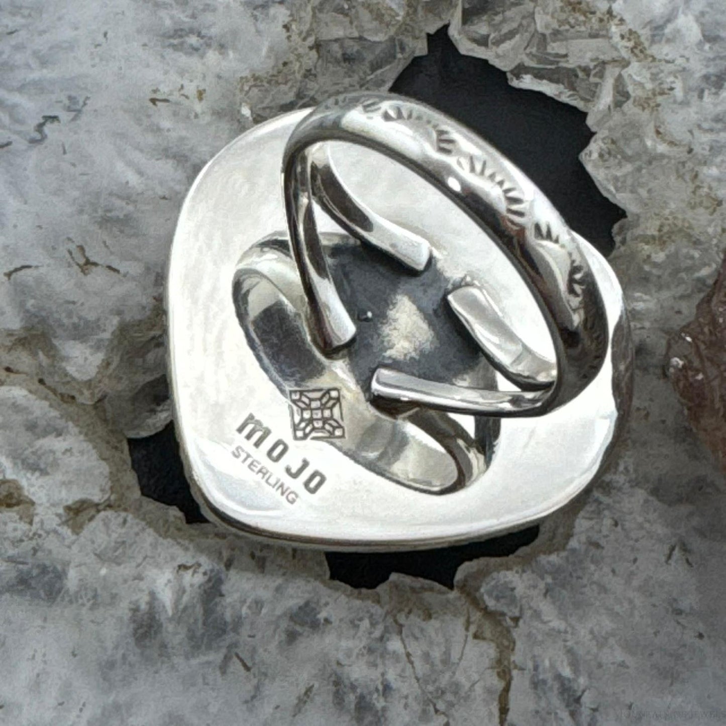 Sterling Silver Southwestern Style Lapis Heart Ring For Women