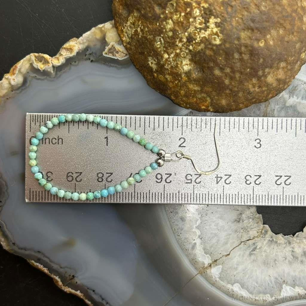 Sterling Silver Faceted Turquoise Hoop Dangle Earrings For Women