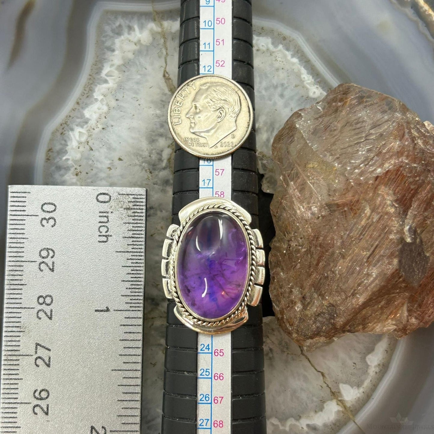 Sterling Silver Southwestern Style Oval Star Amethyst Ring Size 10 For Women